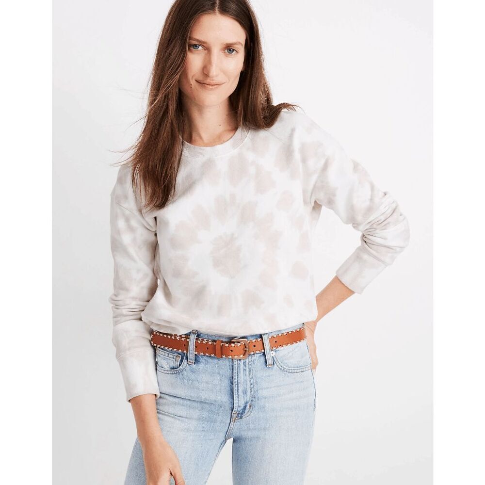 Madewell Ashen Silver Tie Dye Cropped Crop Pullover Sweatshirt Womens Size Small